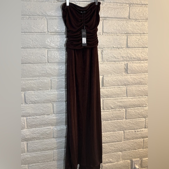 Fashion Nova Clara Slinky Chocolate Maxi Dress - Picture 7 of 11